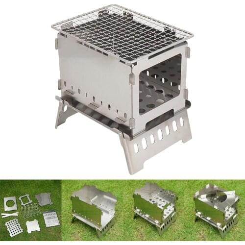 Folding Portable Charcoal Barbecue BBQ Grill Outdoor Camping Wood Burning