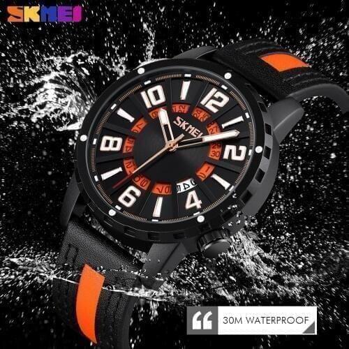 SKMEI Brand Luxury Mens Watches Sport Display Date Quartz Bracelet Clock Waterproof Leather Strap Wristwatch relogio masculino