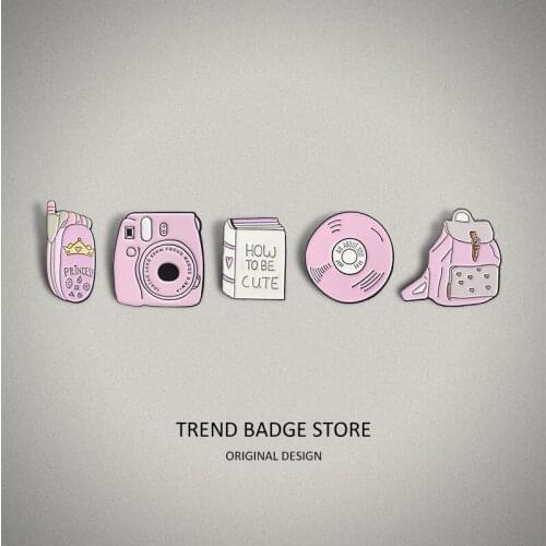 Cartoon Backpack Camera Record Princess Mobile Phone Cute Secret Creative Combination Go With a Brooch Enamel Label Pins Badge