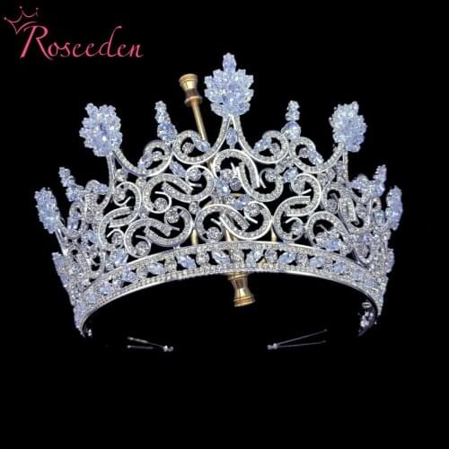 Wedding Hair Accessories Romantic CZ Tiara Brides Hair Jewelry Cubic Zirconia Princess Crown RE4365