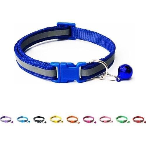Reflective Cat Collar with Bell Solid Nylon Pet Collar Safe Breakaway Cat Collar Adjustable Ultra-light Design Neck 19-32cm