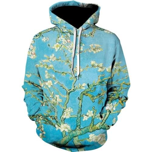Hot Selling Mens Landscape Leaves Flower 3D Printed Hoodie Funny Casual Long-sleeved Sweatshirt for Men Oversized