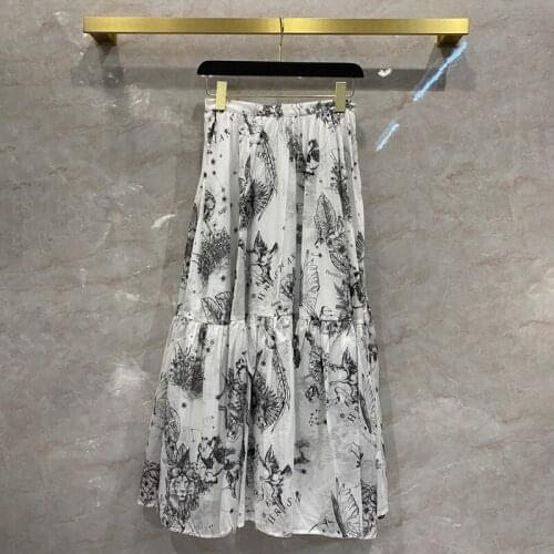 2021 Spring runways womens high quality 100% cotton print skirts A662
