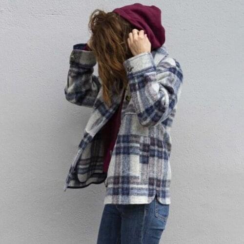 Women Coat 2020 Autumn and Winter New Large Plaid Wool Blends Female Jacket Coat