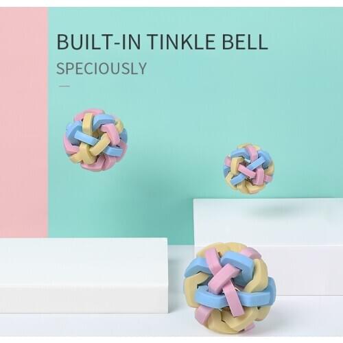 Pet Dog Chew Toy Colorful Bell Ball TPR Rubber Molar Treat Training Interactive Bite Resisitant Puppy Teeth Cleaning