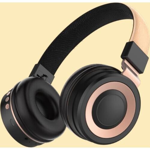 Gold Wireless Headphone Bluetooth headset Folded Hifi Stereo Gaming Earphone support FM SD card Headphone For PC mobile Phone