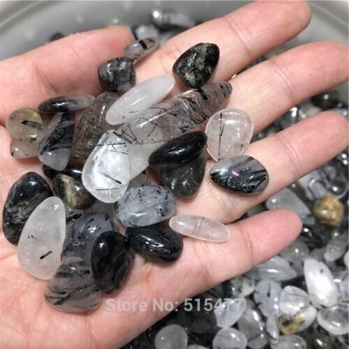 1/2lb Tumbled Gemstone Crystal Natural Black Tourmaline Hair Rutilated Quartz