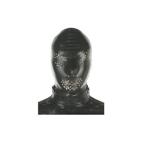 100% natural latex mask rubber head hood with small holes fetish cosplay masks