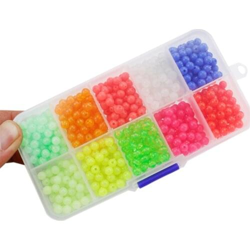 1000pcs/Box Fishing Beads Lure 5mm Luminous Fishing Floats Night Glow Beads Fishing Tackle Lures Bead Bait Pasca Accessories Kit