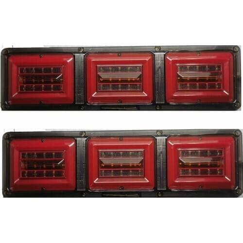 2Pcs Universal 24V Lorry Truck Van Led Rear Tail Light Warning Lights Waterproof Rear Flowing Lamp Tailight Stop Reverse
