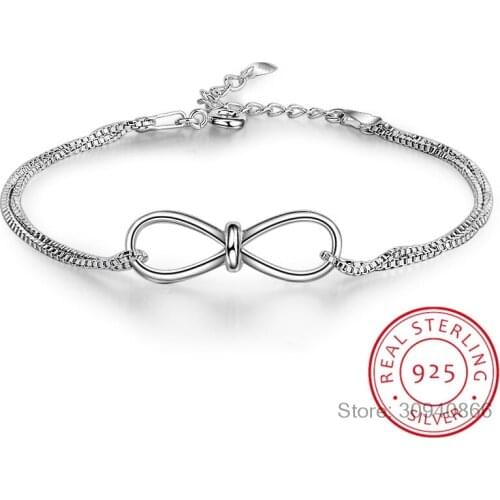 2018 Design 925 Sterling Silver 8 Infinity Heart Love Charm Bracelets & Bangles for Women Hand Jewelry Accessories Girl Lover