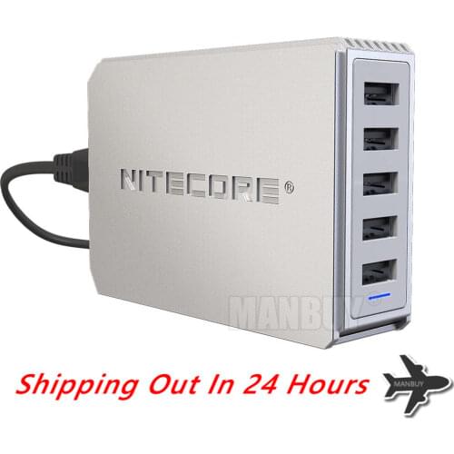 2020 NITECORE UA55 5 Ports USB Desktop Adapter USB Adapter 50W High Speed Concurrent Charging 10A Max Output Desktop Adapter