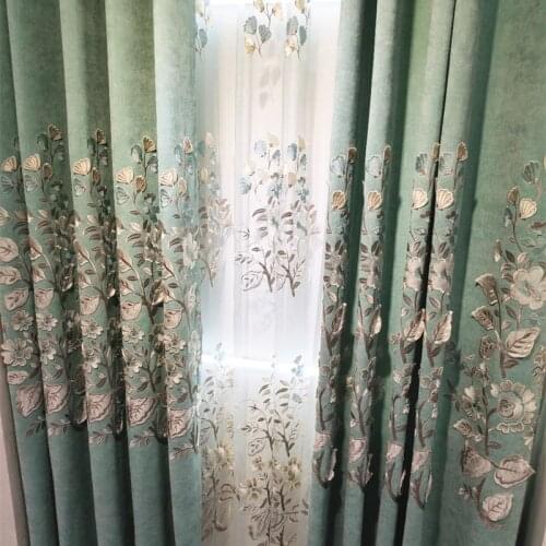 2021 New Modern American Cashmere Chenille Embossed Embroidered Bedroom Curtains Living Room Childrens Room Bay Window Curtains
