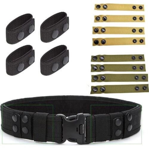 4 PCS Tactical Duty Belt Keeper with Double Snaps Portable Nylon Webbing Belt Buckle Keeper for Security Police Outdoor Military