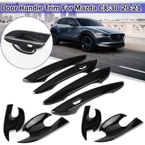 4Psc Car ABS Chrome Handle Black Plastic Handle Protective Cover Door Handle Outer Bowls Trim for Mazda CX30 CX-30 2020 2021