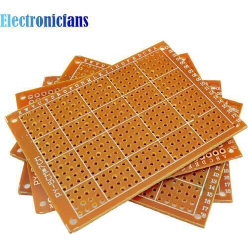 5PCS Universal PCB Board 50x70 mm 2.54mm Hole Pitch DIY Prototype Paper Printed Circuit Board Panel 5x7 cm Single Sided Board
