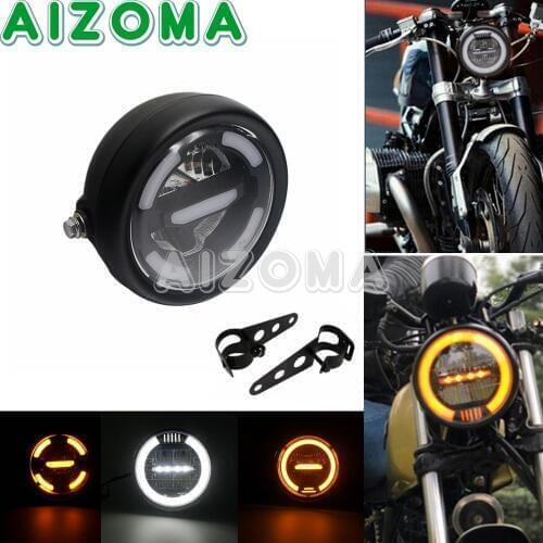 7 inch Motorcycle Led Headlight Hi/Low Beam Light Halo DRL Headlamp Bracket For Cafer Racer Harley Chopper Bobber Strreet Bike