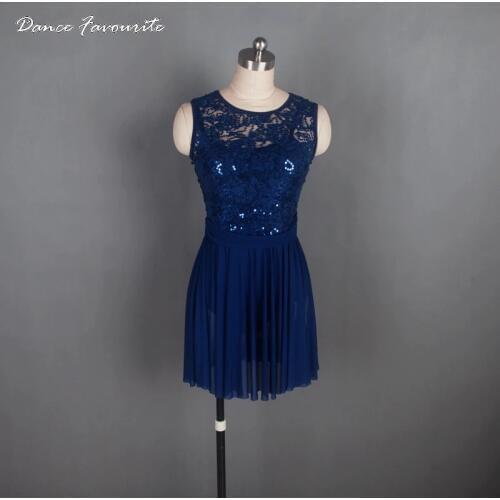 Dance Favourite Navy Blue Ballet Costume Woman Lyrical Dance Dress Adult Ballet Dress Dancewear