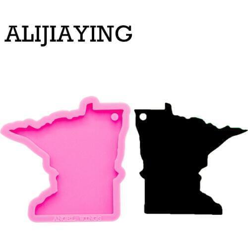DY0227 Smooth art design USA State Map Shape Keychain Silicone Mould Minnesota epoxy resin molds DIY craf mold