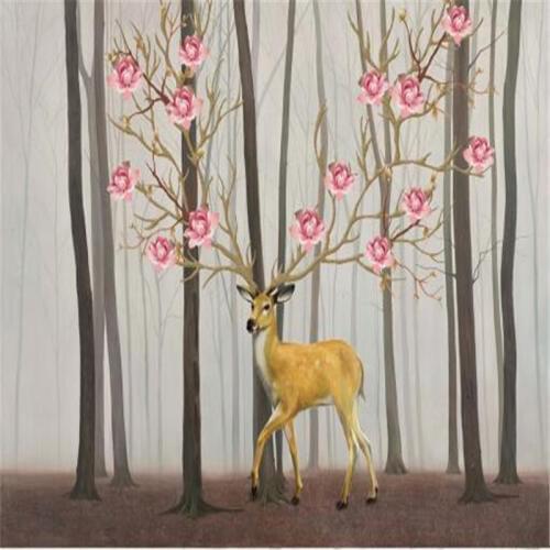 Custom Photo Wallpapers Modern 3D Murals Wallpapers for Living Room Bedrooms Wall Papers Home Decor Pink Flowers Forest Murals