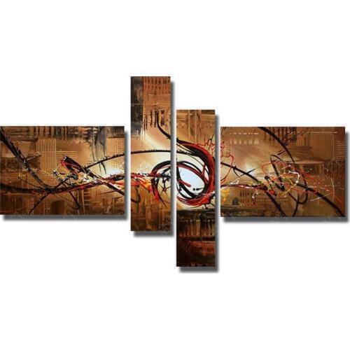 Skill Artist Painted Abstract Wall Pictures Hand Made Oil Painting on Canvas for Living Room Decor Large Canvas Wall Art 4Peices
