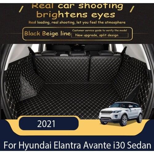 The Trunk Cargo Leather Liner Car Trunk Mat Cargo Compartment Floor Carpet Mud For Hyundai Elantra Avante i30 Sedan 2021