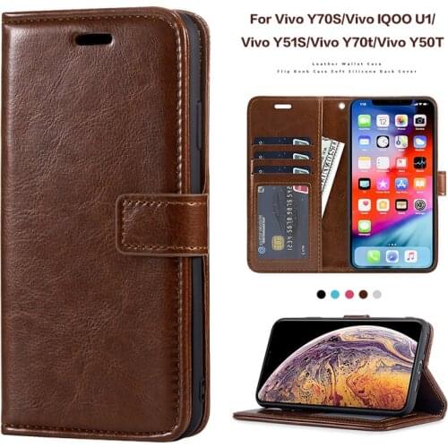 PU Leather Flip Case For Vivo Y70S Y51S Y70t Card Holder Silicone Photo Frame Case Wallet Cover For Vivo IQOO U1 Business Case