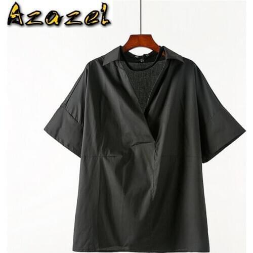 Summer thin new short-sleeved shirt Men loose Plus size clothes V-neck top male personality ice silk breathable wild shirts tide