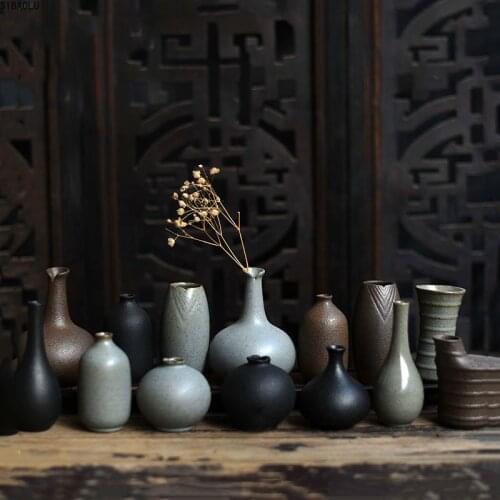 Mini ceramic vase flower tea table vase pottery Chinese home decoration nordic decoration home living room decoration for flower