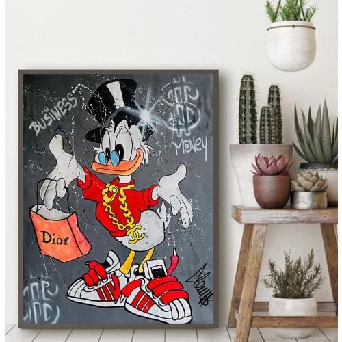 Minimalist Canvas Donald Duck Posters Cartoon Painting Watercolor Wall Art Prints Poster for Boy Girl Gift Home Room Decoration