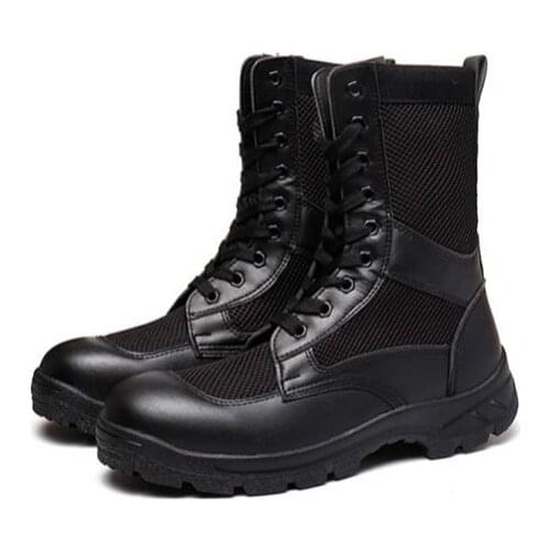 Mesh no label no zipper - Outdoor mountaineering camping hiking training shoes mens breathable authentic military boots