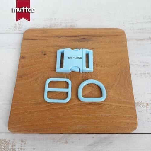 We provide laser engraving service customize LOGO 20mm diy blue metal buckle zinc alloy adjust buckle set