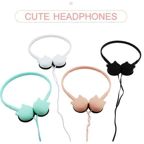 Cute Pink Lucky Cat Design 3.5mm Wired Headphones Line Type Headset Mp3 Earphones For Samsung Xiaomi Kids Student Birthday Gifts