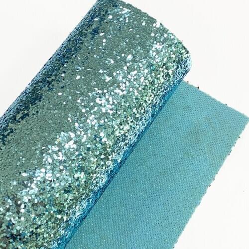 Plain Design Solid Color Shiny Sparkling Chunky Glitter Faux Leather Fabric Sheet for Making Shoe/Bag/Decoration/Craft