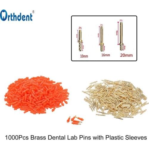 Orthdent 1000 Pcs/Bag Dental Lab Brass Dowel Pins with Plastic Sleeves Dentistry Connective Nail Dentist Laboratory Materials
