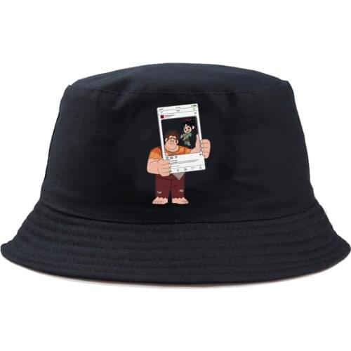 Disney Ralph Breaks the Internet Vanellope Princess Fashion Kids Bucket Hat Summer Cute Panama Reversible Beauty Street Printing