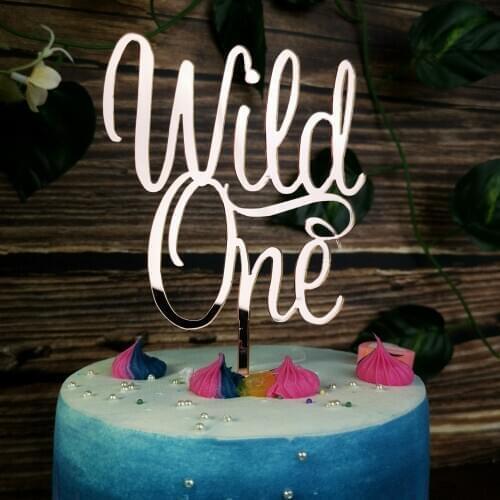 First Happy Birthday Cake Topper,color mirror rose wild one Birthday Party cake topper, For Child as a Gift ,Unique Cake Topper