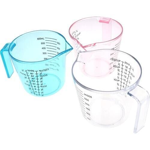 150/300/600ml Plastic Measuring Cup Clear Scale Show Transparent Mug Pour Spout 3sizes Measuring Device Pink/Blue/Clear