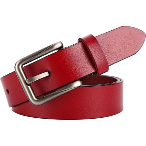 Fashion High Quality Vintage Cowhide Belt Ladies Waistband Pin Buckle Cow Skin 100% Genuine Leather Belt Female Belts for Women