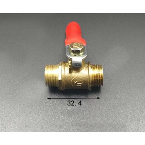 DN8 1/4" BSP Male Brass Ball Valve Water Gas 57 PSI Hole 7mm With Red Handle