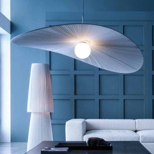 Straw Hat Led Pendant Lights Nordic Art Living Room Bedroom Restaurant Clothing Store Hanging Lights Creative Designer Hat Light