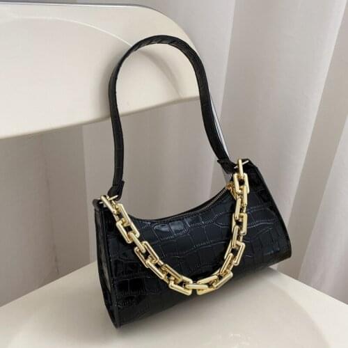 Alligator Pattern Shoulder Bag Female Luxury Chains Small Subaxillary Bags Luxury Armpit Bag Fashion New Baguette Handbag Bolsas