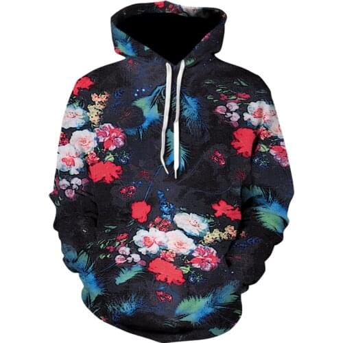 Mens womens hoodie rose pattern jerseys mens and womens common lapel pullover autumn coat fashion wholesale