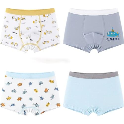 4pcs/pack New Arrival Boys Underwear Cartoon Car Panties For Teenage Cotton Children Breathable Cute Boxers 6 8 10 12 14 Years
