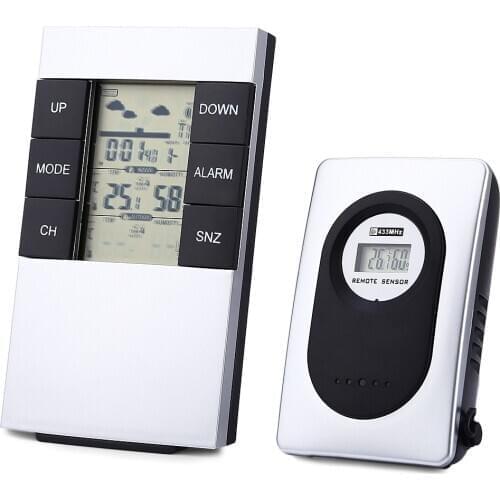 TS - H146 Wireless Weather Station Alarm Clock Indoor Outdoor Thermometer Hygrometer Desk & Table Clocks