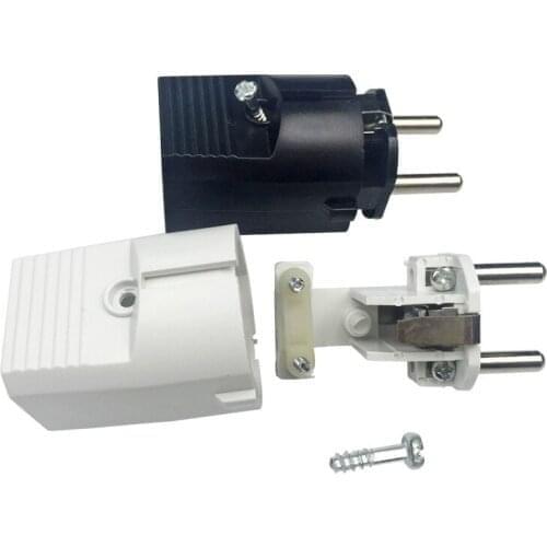 Pack 3) Schuko German Russian Φ4.8mm Pin Type F Rewireable Power Plug AC100~250V 16A
