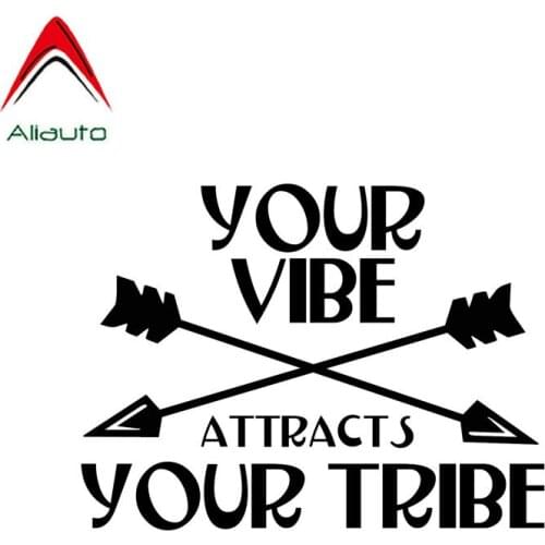 Aliauto Personality Creative Car Sticker Arrow Your Vibe Attracts Your Tribe Vinyl Waterproof Decal Black/silver,13cm*10cm