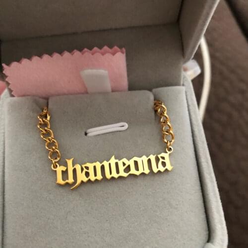 Custom Gothic Old English Nameplate Necklace For Kovacs