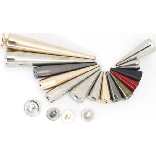 10pcs Solid Metal Screwback Cone Studs Bullet Spike Long Punk Rivets for Leather Craft Bag Garment Clothing Shoes DIY Decor