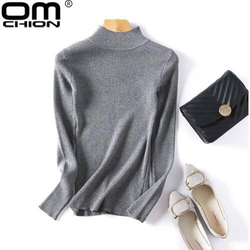 OMCHION Pull Femme 2021 Korean Half Turtleneck Women Pullovers Sweater Slim Elasticity Soft Knit Jumper Warm Sweaters LMM280